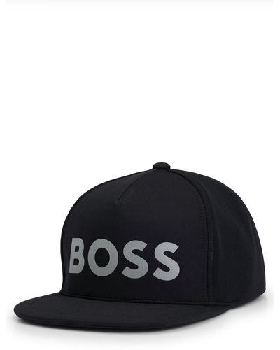 BOSS Cappellino in jersey elasticizzato con logo riflettente decorativo - Nero