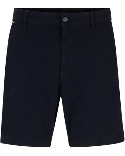 BOSS Regular-fit Shorts Met Normale Taille Van Stretchkatoen - Blauw