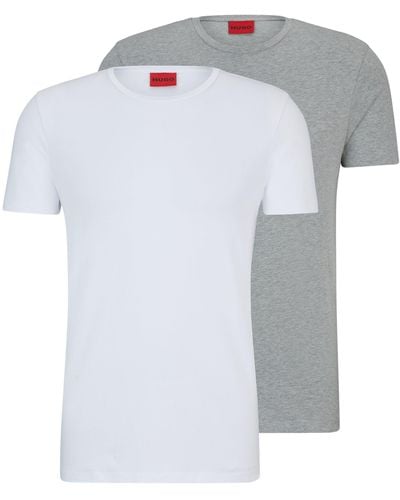 HUGO Set Van Twee Slim-fit T-shirts Van Stretchkatoen - Grijs