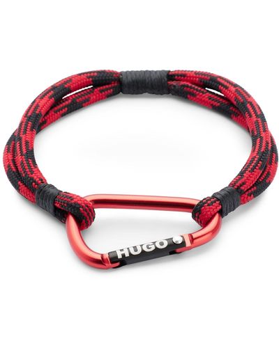 BOSS by HUGO BOSS Bracciale in corda da escursionismo con chiusura a moschettone brandizzata - Rosso