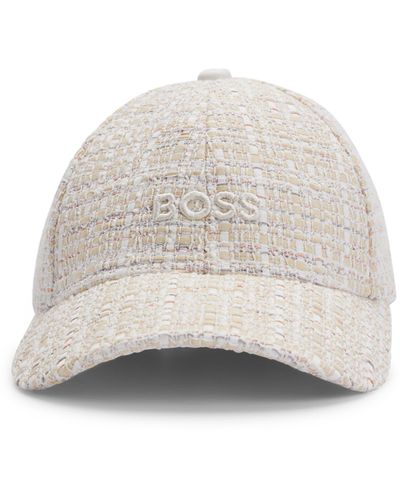 BOSS Cap aus italienischem Tweed mit Logo-Stickerei - Weiß