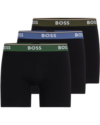 BOSS Boxer in cotone elasticizzato con loghi in confezione da tre - Nero