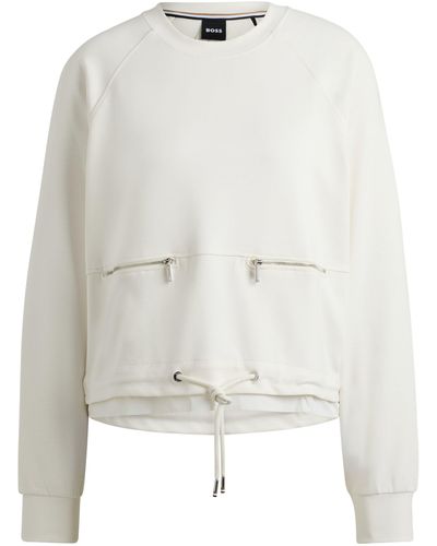 BOSS Sweatshirt Met Verstelbare Zoom En Ritsdetails - Wit