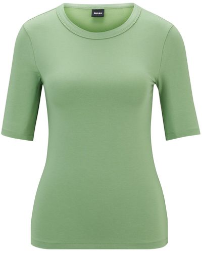 BOSS Slim-fit T-shirt Van Een Modalmix Met Stretch - Groen