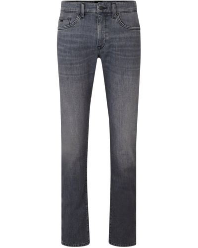 BOSS Slim-fit Jeans Van Zwart Italiaans Denim Met Een Kasjmierachtige Feel - Blauw
