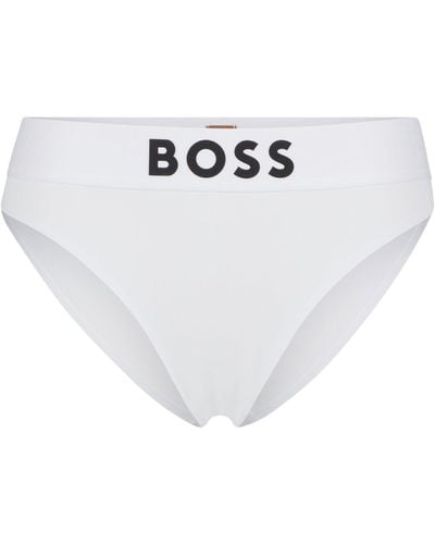 BOSS High-waisted Briefs With Contrast Logo - White