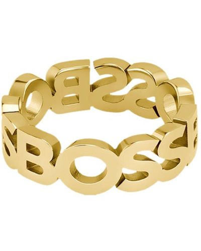 BOSS by HUGO BOSS Anillo dorado con logos repetidos - Metálico