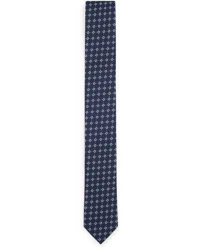 BOSS Cravate en soie mélangée à motif jacquard tissé - Bleu