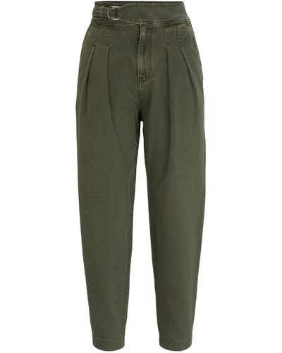 BOSS Relaxed-Fit Hose aus Baumwoll-Twill mit Bundfalten - Grün