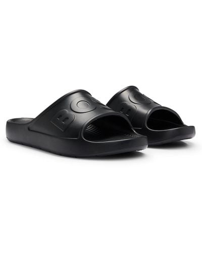 BOSS Lightweight Eva Slides With Logo Strap - Black