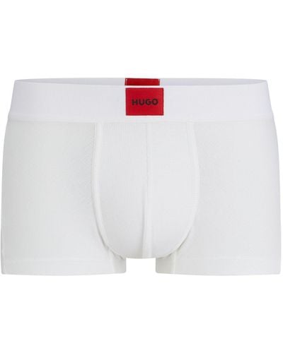 HUGO Regular-rise Trunks In Stretch Fabric With Logo Label - White
