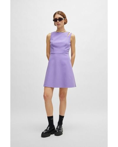 HUGO Sleeveless Mini Dress With Cut-out Shoulder Detail - Purple