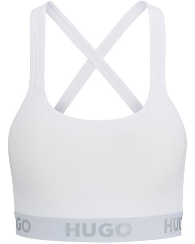 HUGO Sport-BH aus Stretch-Baumwolle mit sich wiederholenden Logos - Weiß