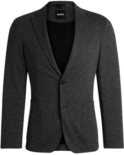 BOSS Slim-fit Jacket In Patterned Performance-stretch Jersey - Black