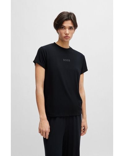 BOSS Stretch-modal Jersey Pyjama T-shirt With Tonal Logo - Black