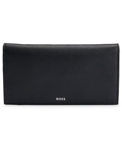 BOSS by HUGO BOSS Grained-leather Folding Continental Wallet With Logo Lettering - Black