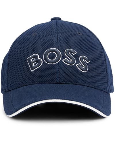 BOSS Cap aus gewebtem Piqué mit Logo-Stickerei - Blau