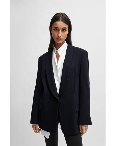 BOSS Naomi X Oversized Blazer With Shawl Collar - Blue
