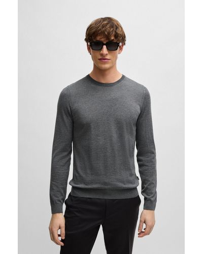 BOSS Slim-fit Sweater In Virgin Wool With Crew Neckline - Gray