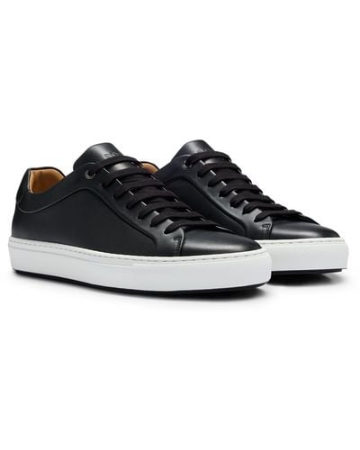BOSS Mirage Tennis-style Leather Sneakers With Tonal Branding Nos - Black