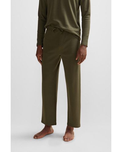 BOSS Pantalones de pijama de algodón con logo bordado - Verde