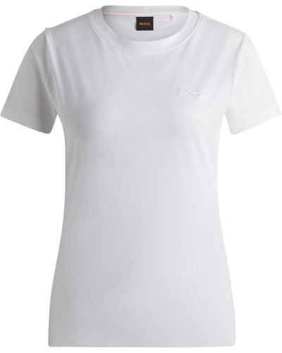 BOSS Slim-Fit T-Shirt aus Baumwoll-Jersey mit Logo-Detail - Weiß