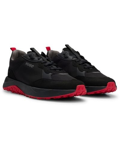 HUGO Kane Runn Mixed-material Sneakers With Eva Rubber Outsole - Black
