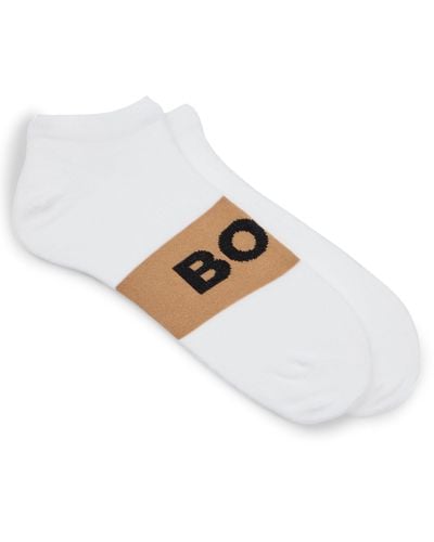 BOSS Knöchellange Socken aus Stretch-Gewebe im Zweier-Pack - Weiß