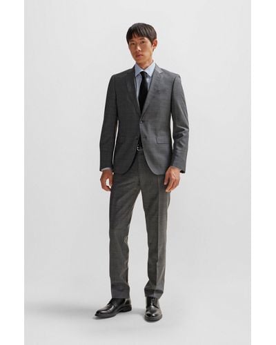BOSS Slim-fit Suit In Checked Stretch Wool - Metallic
