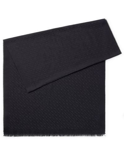 BOSS Cotton-blend Scarf With Jacquard-woven Monogram Pattern - Black