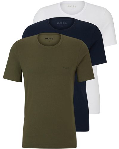 BOSS Set Van Drie Underwear T-shirts Met Logostiksels - Groen