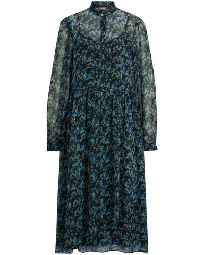 BOSS Regular-fit Midi-jurk Met Digitale Print - Groen