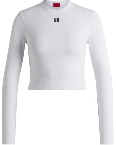 HUGO Slim-Fit Top aus Baumwoll-Mix mit Stack-Logo - Weiß