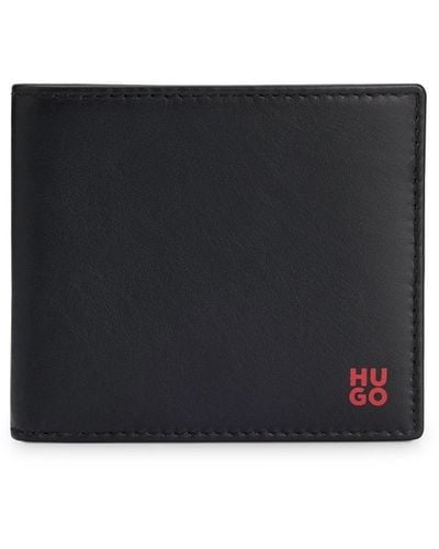 HUGO Nappa-leather Wallet With Stacked Logo And Coin Pocket - Black