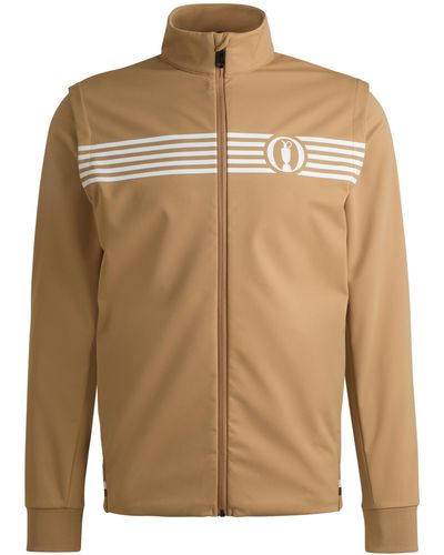 BOSS The Open Regular-fit Zipped Sweatshirt With Special Artwork - Brown