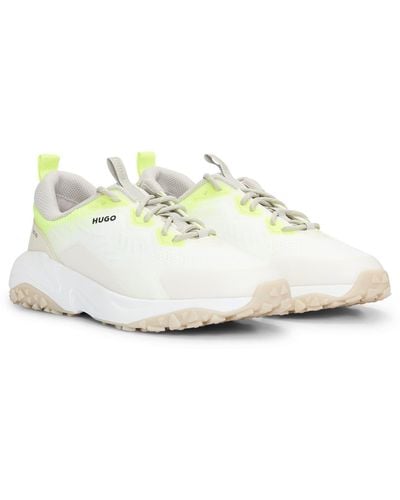 HUGO Mixed-material Lace-up Trainers With Degradé Pattern - White