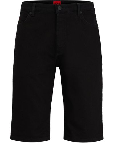 HUGO Tapered-fit Shorts Van Zwart Denim In Peper-en-zoutlook