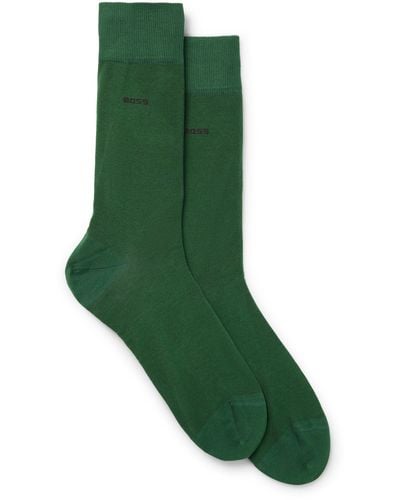 BOSS Two-pack Of Regular-length Socks In Stretch Cotton - Green