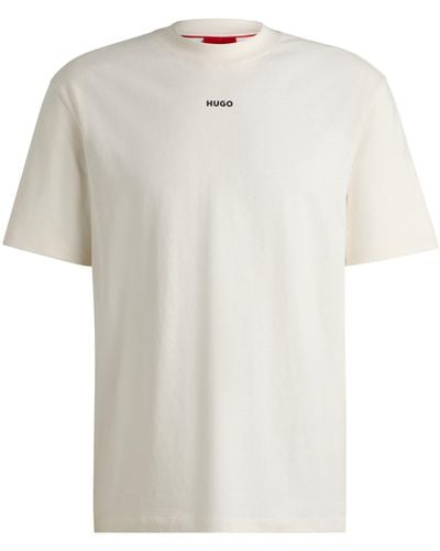 HUGO Relaxed-fit T-shirt Van Katoen Met Logoprint - Wit