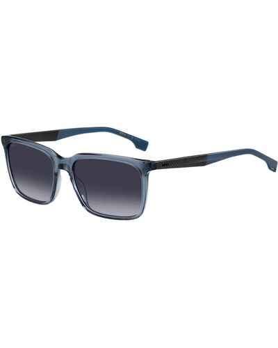 BOSS Blue-acetate Sunglasses With Patterned Carbon-fibre Temples