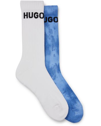 HUGO Zweier-Pack kurze Socken aus Baumwoll-Mix mit Logos - Blau