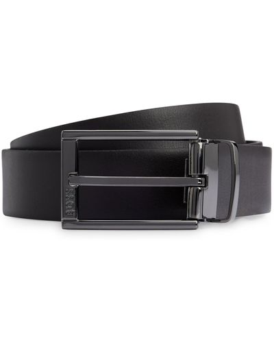 BOSS Reversible Belt In Italian Leather - Black