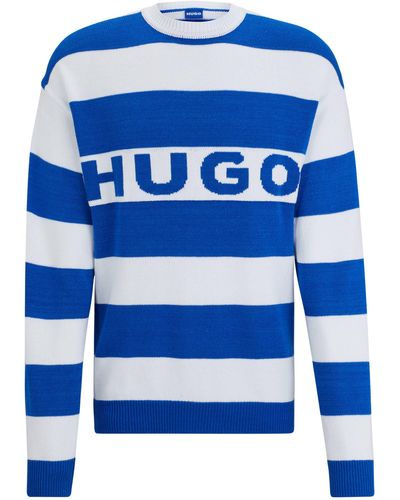 HUGO Pullover SOBUEH Relaxed Fit - Blau