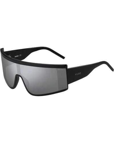 HUGO Black Unisex Shield Sunglasses With Logo