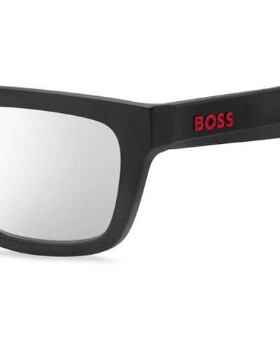BOSS Black-acetate Sunglasses With Blue Rubberised Inner Temples