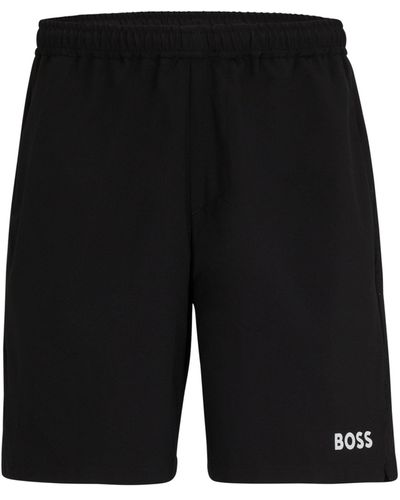 BOSS X Matteo Berrettini Wasserabweisende Shorts mit Logo-Print - Schwarz