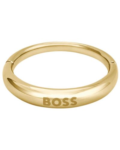 BOSS Goudkleurige Ring Met Logodetail - Metallic