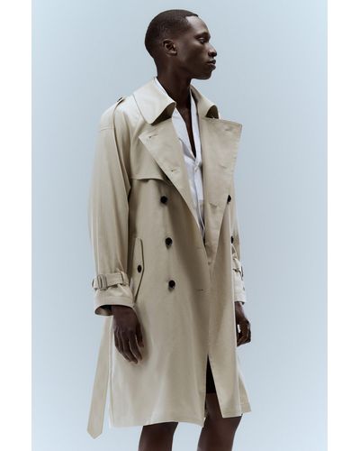 BOSS Double-breasted Trench Coat In Italian Stretch Cotton - Natural