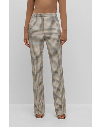 BOSS Regular-fit Pants In Checked Stretch Material - Gray