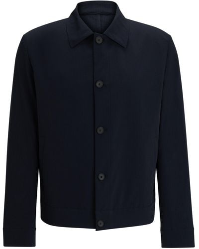 HUGO Slim-Fit Jacke aus strukturiertem, besonders flexiblem Seersucker - Blau